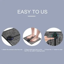 Ems脈衝式電動足底按摩器,指壓足部按摩墊,智能按摩墊以刺激肌肉,可折疊且便攜帶遠程控制,減壓,顯示屏 - 黑色 - 查看 5