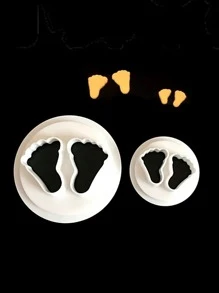 2 pièces Moule en forme de pieds de bébé 3D Moule à biscuits en pâte à sucre au chocolat DIY Ustensile de cuisson Outils de décoration de gâteau artisanal