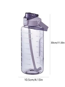 1件 67.63oz/2L 大容量黑色 PC 水瓶，附 3D 貼紙，便攜吸管杯，適用運動、健身、居家與戶外旅行 - 黑色 - 查看 2