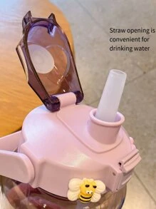 1件 67.63oz/2L 大容量黑色 PC 水瓶，附 3D 貼紙，便攜吸管杯，適用運動、健身、居家與戶外旅行 - 黑色 - 查看 3