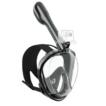 Snorkeling Mask, Full Face Snorkeling & Diving Mask, 180° Panoramic View, Extended Ventilation Tube, Anti-Fog & Leakage Technology Mask, Swimming Accessories For Adults & Children - Black - View 1