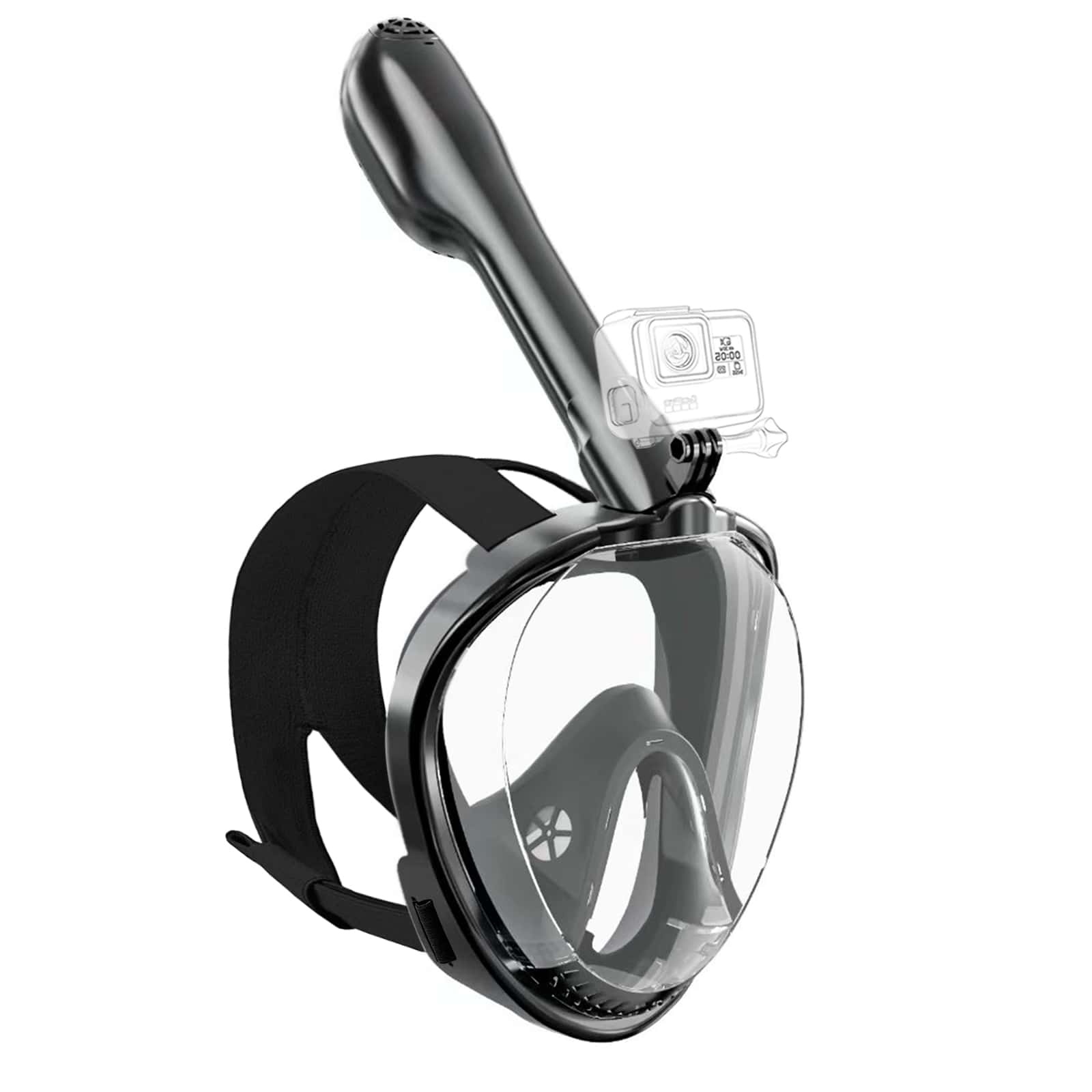 Snorkeling Mask, Full Face Snorkeling & Diving Mask, 180° Panoramic View, Extended Ventilation Tube, Anti-Fog & Leakage Technology Mask, Swimming Accessories For Adults & Children - Black - View 1