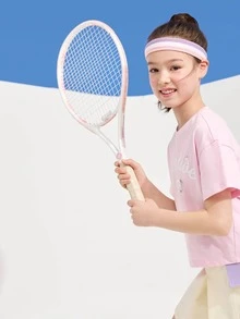 Balabala Chica preadolescente Camiseta de hombros caídos con estampado de letra - Rosa - Ver 4