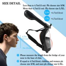 Snorkeling Mask, Full Face Snorkeling & Diving Mask, 180° Panoramic View, Extended Ventilation Tube, Anti-Fog & Leakage Technology Mask, Swimming Accessories For Adults & Children - Black - View 5