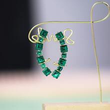 Fresh And Simple Square & Asymmetrical Shapes Fully Inlaid Rhinestone Minimalist Super Sparkling Ear Accessories