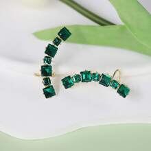 Fresh And Simple Square & Asymmetrical Shapes Fully Inlaid Rhinestone Minimalist Super Sparkling Ear Accessories