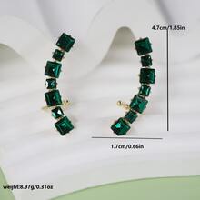 Fresh And Simple Square & Asymmetrical Shapes Fully Inlaid Rhinestone Minimalist Super Sparkling Ear Accessories
