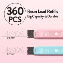 Cute Mechanical Pencil Set,6PCS Pastel Mechanical Pencils 0.5mm & 0.7mm With 360PCS HB Pencil Leads,3PCS Erasers And 9PCS Eraser Refills,School Office Supplies,Aesthetic Mechanical Pencils For Girls Writing,Suitable For Junior High School Primary School Boys And Girls College Student - 彩色 - 查看 6