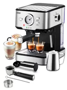 Gevi Espresso Machine 15 Bar Pump Pressure, Cappuccino Coffee Maker With Milk Foaming Steam Wand For Latte, Mocha, Cappuccino, 1.5L Water Tank - 黑色 - 查看 1