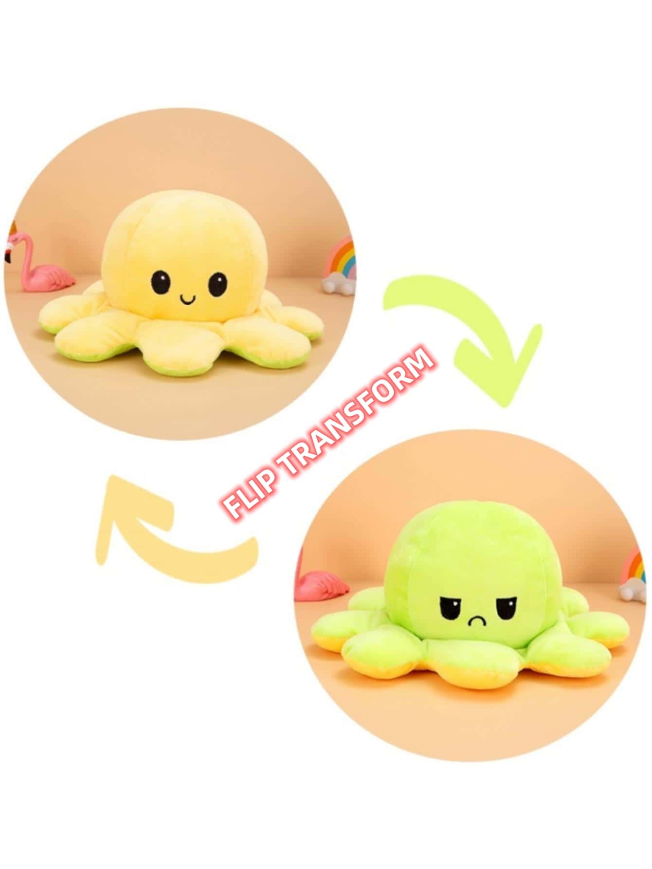 1pc Flip Octopus Stuffed Toy Double-sided Flip Super Soft Pillow Plush