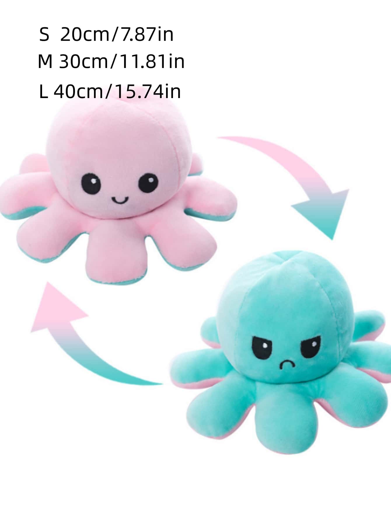 1pc Flip Octopus Stuffed Toy Double-sided Flip Super Soft Pillow Plush