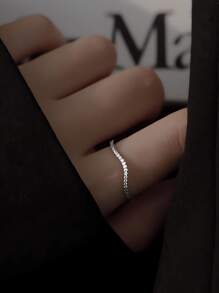 GAGAFEEL 1pc S925 Sterling Silver Wave Design Zirconia Inlaid Ring, New Simple Style Fashionable Personalized Index Finger Ring - Silver - View 3