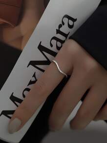 GAGAFEEL 1pc S925 Sterling Silver Wave Design Zirconia Inlaid Ring, New Simple Style Fashionable Personalized Index Finger Ring - Silver - View 5