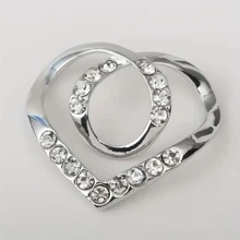 銀女性小尺寸豪華水鑽點綴空心圍巾扣晾衣夾針扣扣飾胸針套頭毛衣披肩披肩別針女性連衣裙時尚裝飾用品配件適用於日常旅行使用 - 銀色 - 查看 3