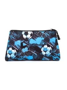 15.75in/40cm 3pcs Boys' Or Girls' Lightweight Backpack Set With Lunch Box & Pencil Case, Suitable For Travel, Camping, School. Padded Back & Adjustable Shoulder Straps, Fashionable Design (soccer Pattern). - Blue - View 7