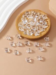 50pcs/set Simple PMMA Transparent Heart Shaped Beads DIY Jewelry Accessory For Women Men For Necklace Pendant Making