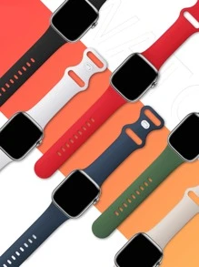 6入組黑/白/紅/海軍藍/綠/閃亮設計搭扣矽膠運動智能手錶表帶，相容於Apple Watch 45mm 38mm 40mm 41mm 42mm 44mm，相容於Apple Watch系列Ultra/Se/8/7/6/5/4/3/2/1 - 彩色 - 查看 2
