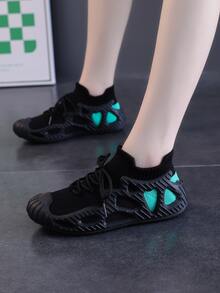 女性時尚針織休閒章魚運動鞋,多用途 - 墨綠色 - 查看 1
