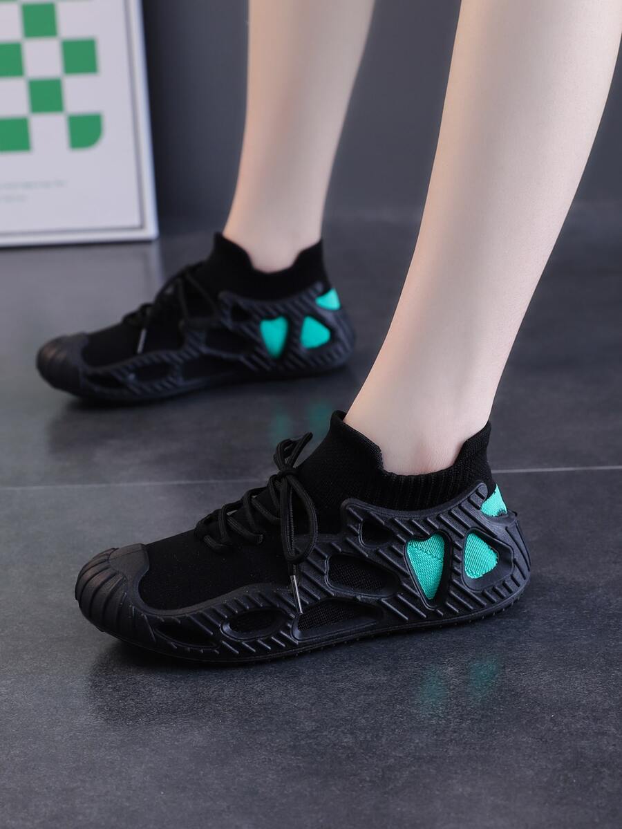 女性時尚針織休閒章魚運動鞋,多用途 - 墨綠色 - 查看 1