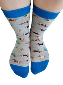 迷人小狗女士中筒襪新奇狗狗人襪子臘腸犬原宿卡通狗滑板禮品為她