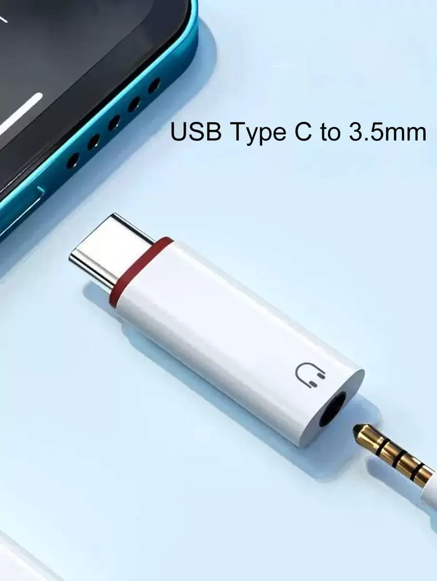 USB-C Male To 3.5mm Female Headphone Jack Adapter Compatible With All Type-C Devices: GalaxyS23 S23+ S23 Ultra, S22 S22+ S22 Ultra, S21 S21+ S21 Ultra, S20 Ultra S20 Z Flip S20+ S10 S9 S8 Plus - White - View 1