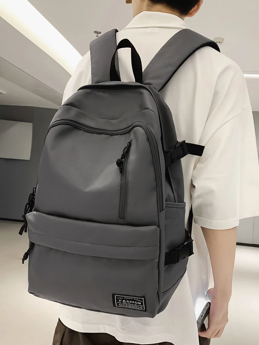 大容量校園風格書包帶筆記本電腦隔層書包背包電腦包書包高中生大學生適合學校商務、戶外、遠足、旅行回學校隨身背包功能 - 灰色 - 查看 1