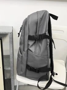 大容量校園風格書包帶筆記本電腦隔層書包背包電腦包書包高中生大學生適合學校商務、戶外、遠足、旅行回學校隨身背包功能 - 灰色 - 查看 4