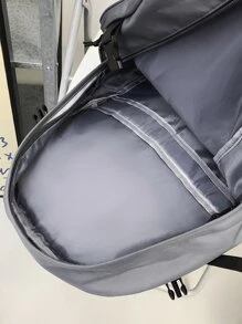 大容量校園風格書包帶筆記本電腦隔層書包背包電腦包書包高中生大學生適合學校商務、戶外、遠足、旅行回學校隨身背包功能 - 灰色 - 查看 5