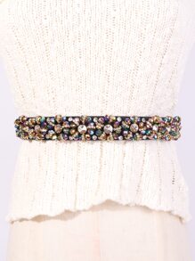 1 chiếc Thắt lưng nữ đính cườm sáng bóng và trang trí bằng kim cương giả, linh hoạt, thời trang và đa năng, tuyệt vời cho trang phục dạ hội và váy dài - Nhiều màu - Xem 1