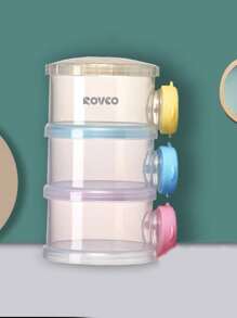 1pc Newborn Three-layer Formula Container Portable Grid Shape Ba-free Milk Powder Storage Dispenser For Babies - White - View 1