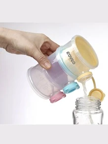1pc Newborn Three-layer Formula Container Portable Grid Shape Ba-free Milk Powder Storage Dispenser For Babies - White - View 2