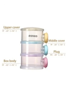 1pc Newborn Three-layer Formula Container Portable Grid Shape Ba-free Milk Powder Storage Dispenser For Babies - White - View 3