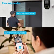 Hiseeu 360 度全景 1080P 高清監控攝像頭 PTZ 旋轉自動跟踪兩路音頻燈泡攝像機適用於家庭安全攝像頭 - 黑色 - 查看 5