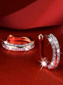 Rhinestone Decor Stud Earrings - Rose Gold - View 2