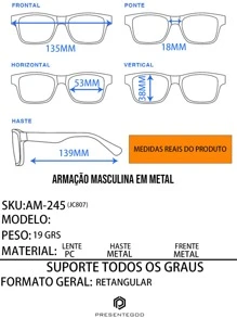 Men Eyeglasses - 銀色 - 查看 2