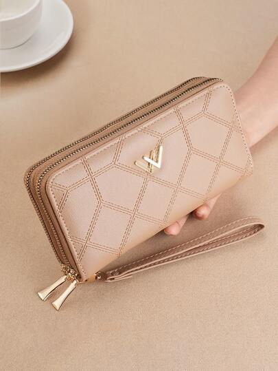 New Women's Wallet Women's Medium Fashion Wallet Clutch Bag Double Zipper Mobile Phone Bag Gift Bag Present Hot Pink For Women Wallet Purse Wallet Long Wallet Wristlet Wallet