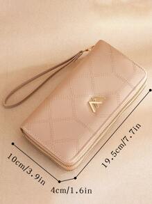 New Women's Wallet Women's Medium Fashion Wallet Clutch Bag Double Zipper Mobile Phone Bag Gift Bag Present Hot Pink For Women Wallet Purse Wallet Long Wallet Wristlet Wallet - Beige - View 4