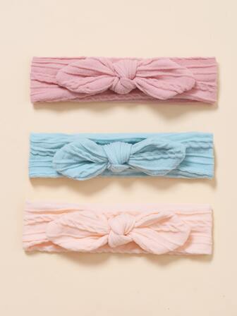 3入組柔軟和彈性兔子耳朵裝飾髮箍適用於嬰兒