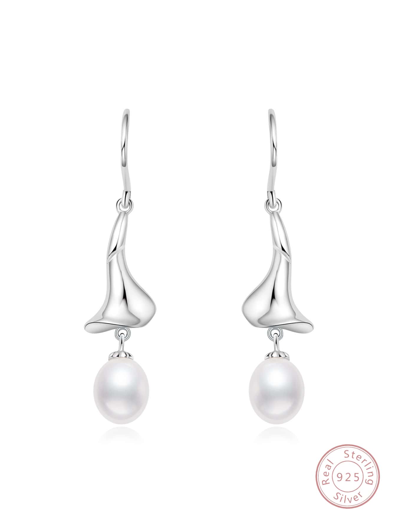 1入組時尚S925銀&天然珍珠鑲嵌式耳環,適用於日常&派對