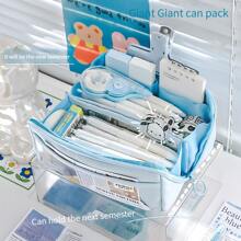 1pc Large-capacity Ins Style Pencil Case For Primary, Middle And High School Girls, Student Stationery Bag - Baby Pink - View 5