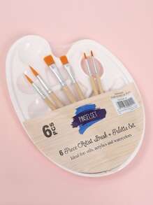 Paint Palette & Brush Set, Watercolor & Water Powder Painting Supplies - Apricot - View 1