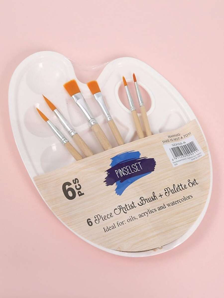 Paint Palette & Brush Set, Watercolor & Water Powder Painting Supplies - Apricot - View 1