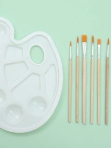 Paint Palette & Brush Set, Watercolor & Water Powder Painting Supplies - Apricot - View 2