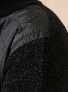 Sueter tricot masculino suéter chenille casaco blusa de frio zip completo manga longa blusa de Lã - Preto - Visão 7