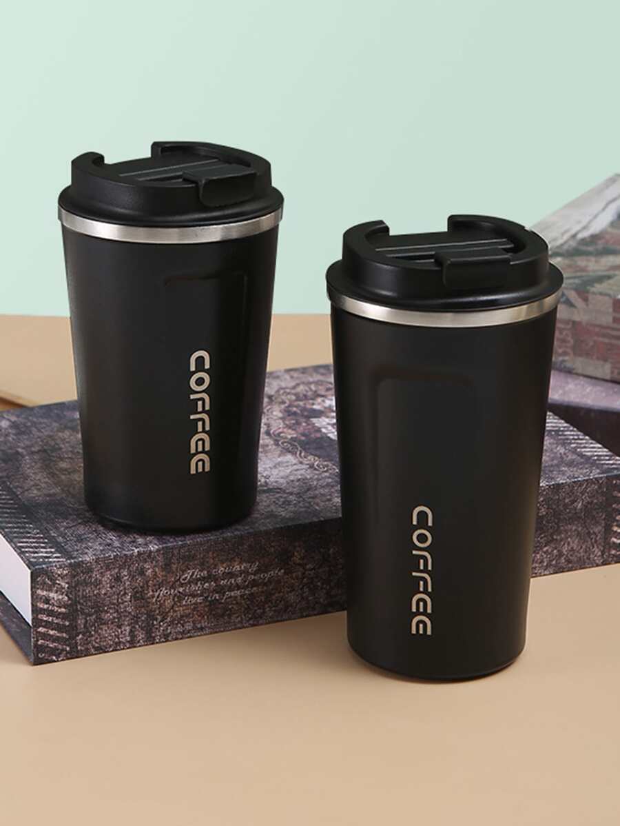 1pc Vacuum Double Wall Stainless Steel Coffee Mug Insulated Cup For Car Water Bottle Back To School Back To School - Black - View 1