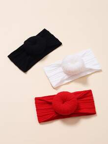 3pcs Baby Solid Color Sweet Donut & Bowknot Elastic Decorative Headband - Multicolor - View 2