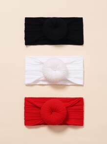 3pcs Baby Solid Color Sweet Donut & Bowknot Elastic Decorative Headband - Multicolor - View 1