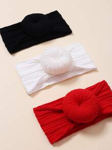 3pcs Baby Solid Color Sweet Donut & Bowknot Elastic Decorative Headband - Multicolor - View 5
