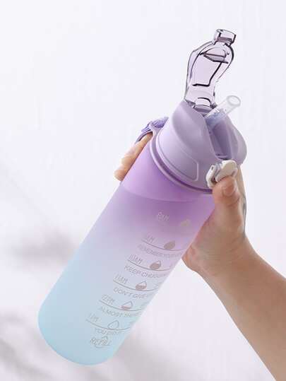 750ml Gradient Water Bottle Outdoor Matte Finish Sports Water Cup, Random 1pc