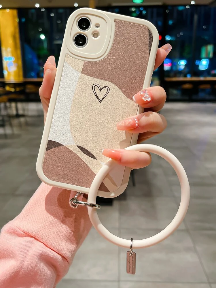Heart Pattern Phone Case With Ring Bracelet,International Version, Not The Domestic Version